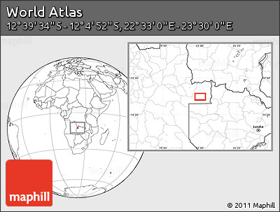 Blank Location Map of the Area around 12° 22' 13" S, 23° 1' 29" E