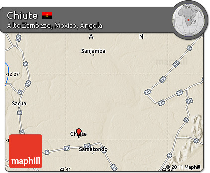 Shaded Relief Map of Chiute