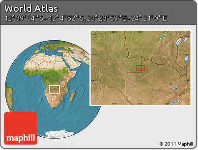 Satellite Location Map of the Area around 12° 22' 13" S, 23° 52' 30" E