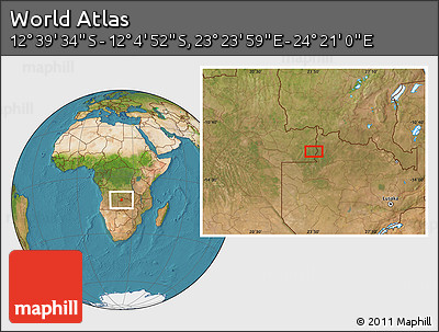 Satellite Location Map of the Area around 12° 22' 13" S, 23° 52' 30" E