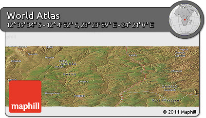 Satellite Panoramic Map of the Area around 12° 22' 13" S, 23° 52' 30" E