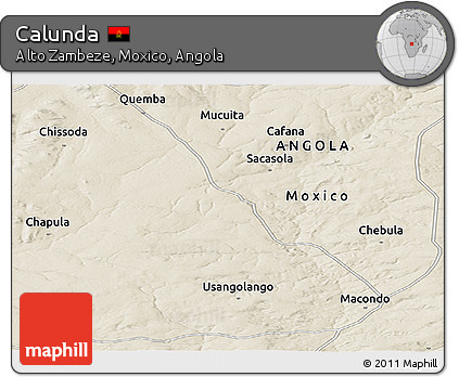 Shaded Relief Panoramic Map of Calunda