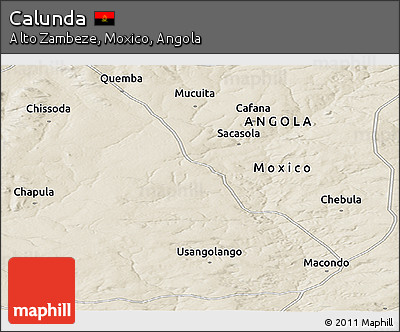 Shaded Relief Panoramic Map of Calunda