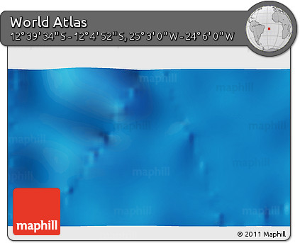 Physical 3D Map of the Area around 12° 22' 13" S, 24° 34' 30" W