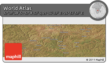 Satellite Panoramic Map of the Area around 12° 22' 13" S, 26° 25' 29" E