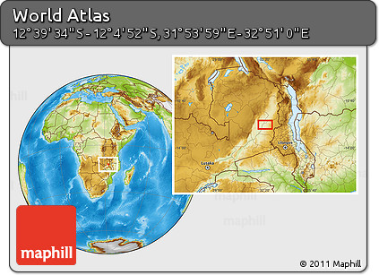 Physical Location Map of the Area around 12° 22' 13" S, 32° 22' 30" E