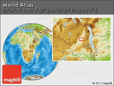 Physical Location Map of the Area around 12° 22' 13" S, 32° 22' 30" E