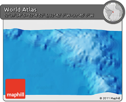 Political 3D Map of the Area around 12° 22' 13" S, 32° 13' 30" W