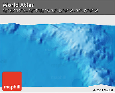 Political 3D Map of the Area around 12° 22' 13" S, 32° 13' 30" W