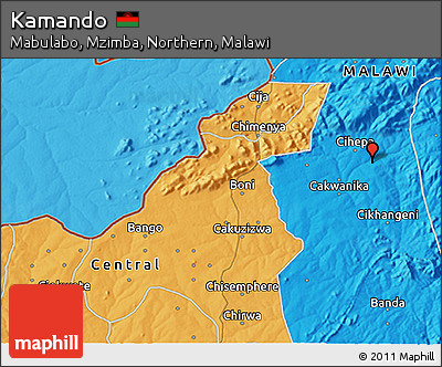 Political 3D Map of Kamando
