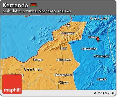 Political 3D Map of Kamando