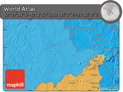 Political Map of the Area around 12° 22' 13" S, 33° 13' 30" E