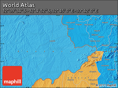 Political Map of the Area around 12° 22' 13" S, 33° 13' 30" E