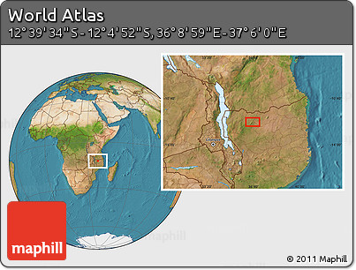 Satellite Location Map of the Area around 12° 22' 13" S, 36° 37' 30" E
