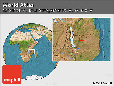 Satellite Location Map of the Area around 12° 22' 13" S, 36° 37' 30" E