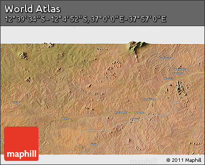 Satellite 3D Map of the Area around 12° 22' 13" S, 37° 28' 30" E