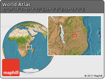 Satellite Location Map of the Area around 12° 22' 13" S, 37° 28' 30" E