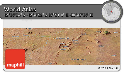 Satellite Panoramic Map of the Area around 12° 22' 13" S, 38° 19' 30" E