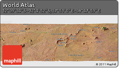 Satellite Panoramic Map of the Area around 12° 22' 13" S, 38° 19' 30" E