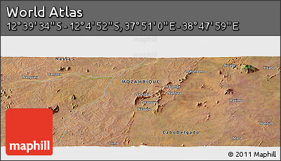Satellite Panoramic Map of the Area around 12° 22' 13" S, 38° 19' 30" E