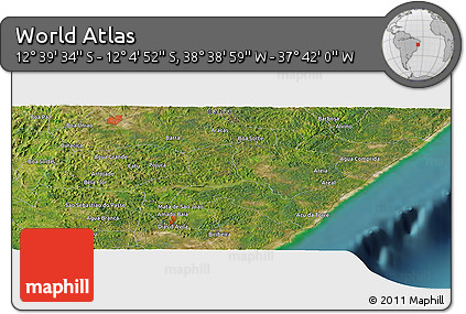 Satellite Panoramic Map of the Area around 12° 22' 13" S, 38° 10' 29" W