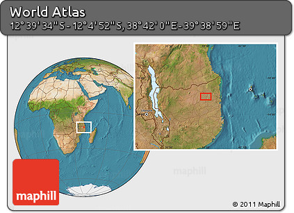 Satellite Location Map of the Area around 12° 22' 13" S, 39° 10' 29" E