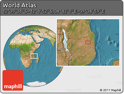 Satellite Location Map of the Area around 12° 22' 13" S, 39° 10' 29" E
