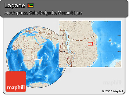 Shaded Relief Location Map of Lapane