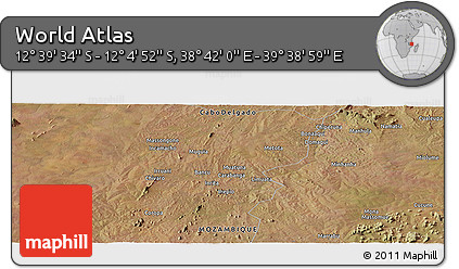 Satellite Panoramic Map of the Area around 12° 22' 13" S, 39° 10' 29" E
