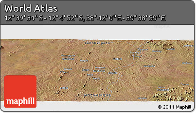 Satellite Panoramic Map of the Area around 12° 22' 13" S, 39° 10' 29" E