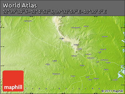 Physical Map of the Area around 12° 22' 13" S, 40° 1' 29" E