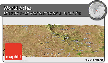 Satellite Panoramic Map of the Area around 12° 22' 13" S, 40° 1' 29" E