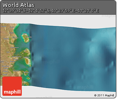 Satellite 3D Map of the Area around 12° 22' 13" S, 40° 52' 30" E