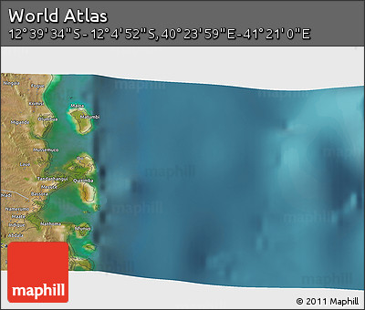 Satellite 3D Map of the Area around 12° 22' 13" S, 40° 52' 30" E