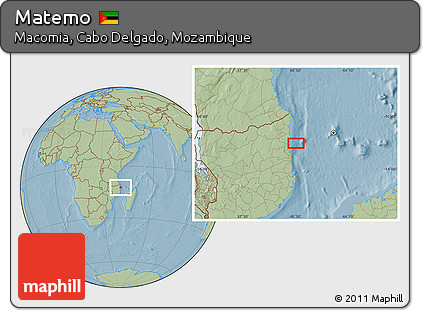 Savanna Style Location Map of Matemo, hill shading