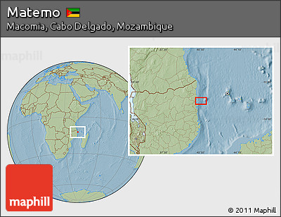 Savanna Style Location Map of Matemo, hill shading