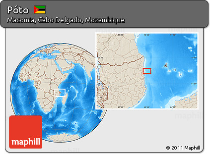 Shaded Relief Location Map of Póto