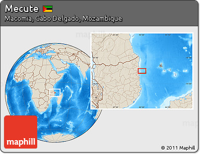 Shaded Relief Location Map of Mecute