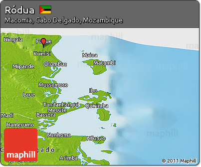 Physical Panoramic Map of Ródua