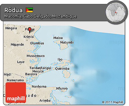 Shaded Relief Panoramic Map of Ródua