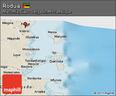 Shaded Relief Panoramic Map of Ródua