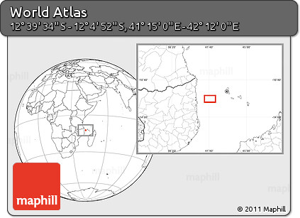 Blank Location Map of the Area around 12° 22' 13" S, 41° 43' 30" E