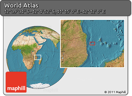 Satellite Location Map of the Area around 12° 22' 13" S, 41° 43' 30" E