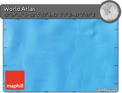 Shaded Relief Map of the Area around 12° 22' 13" S, 42° 34' 30" E