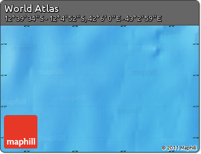 Shaded Relief Map of the Area around 12° 22' 13" S, 42° 34' 30" E