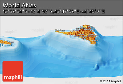 Political Panoramic Map of the Area around 12° 22' 13" S, 44° 16' 29" E