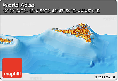 Political Panoramic Map of the Area around 12° 22' 13" S, 44° 16' 29" E