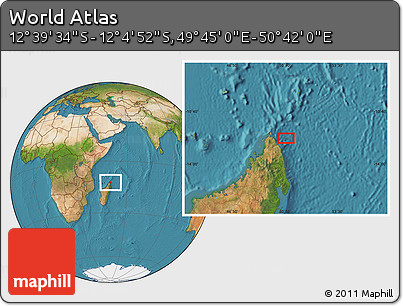Satellite Location Map of the Area around 12° 22' 13" S, 50° 13' 30" E