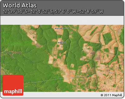 Satellite 3D Map of the Area around 12° 22' 13" S, 52° 37' 30" W