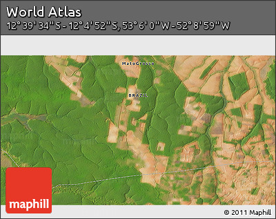 Satellite 3D Map of the Area around 12° 22' 13" S, 52° 37' 30" W